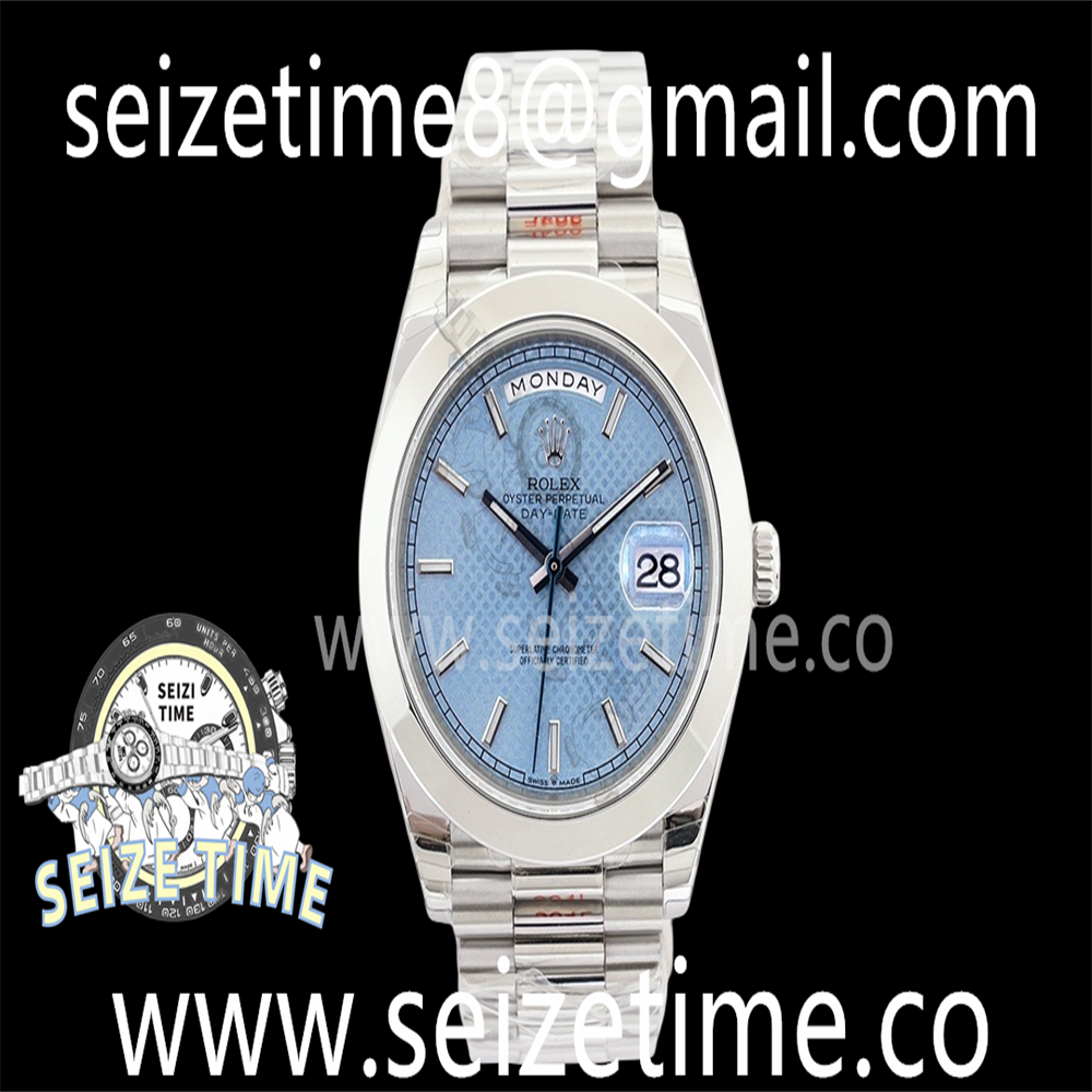 Day Date 40 SS EWF Best Edition Polished Bezel Ice Blue Dial on SS Bracelet A3255