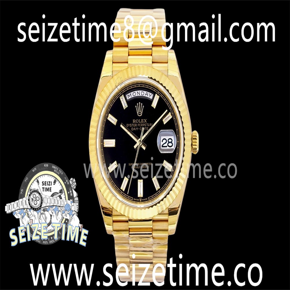 Day Date 40 YG EWF 1:1 Best Edition Black Crystal Dial on YG Bracelet A3255