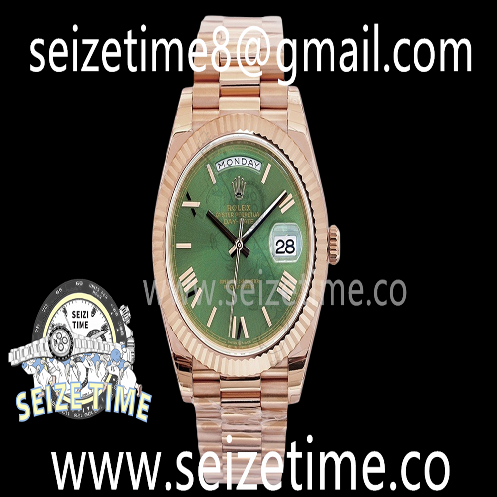 Day Date 40 RG EWF 1:1 Best Edition Green Roman Dial on RG Bracelet A3255