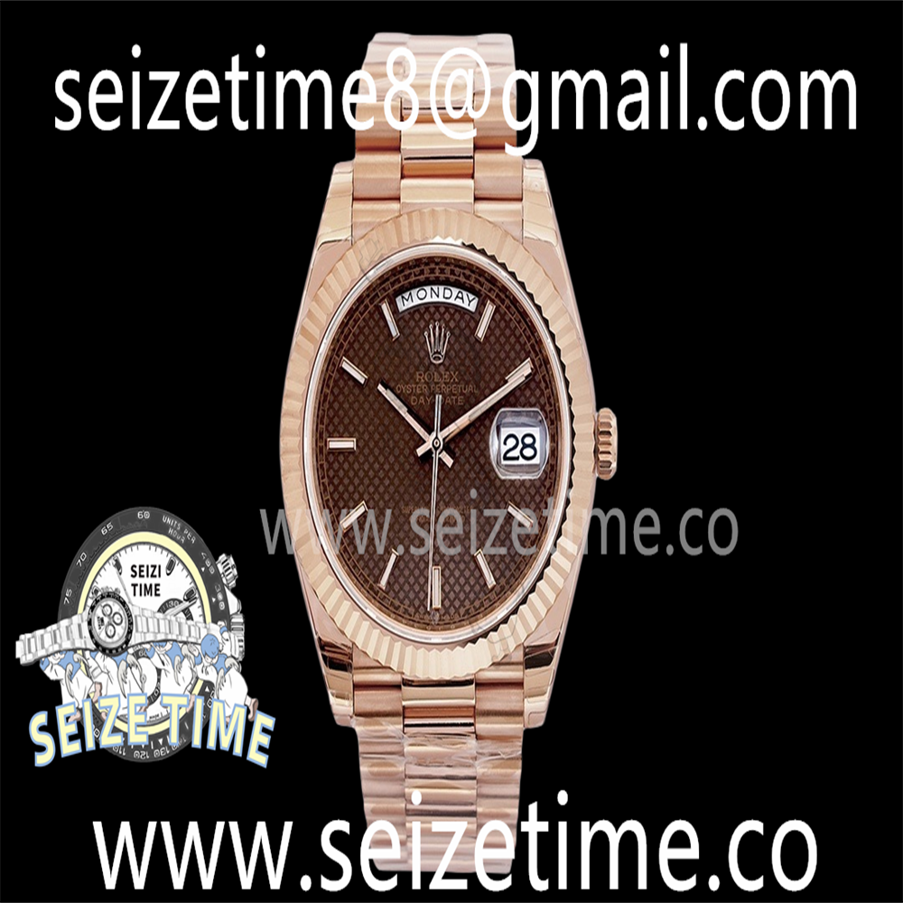 Day Date 40 RG EWF 1:1 Best Edition Brown Stick Dial on RG Bracelet A3255