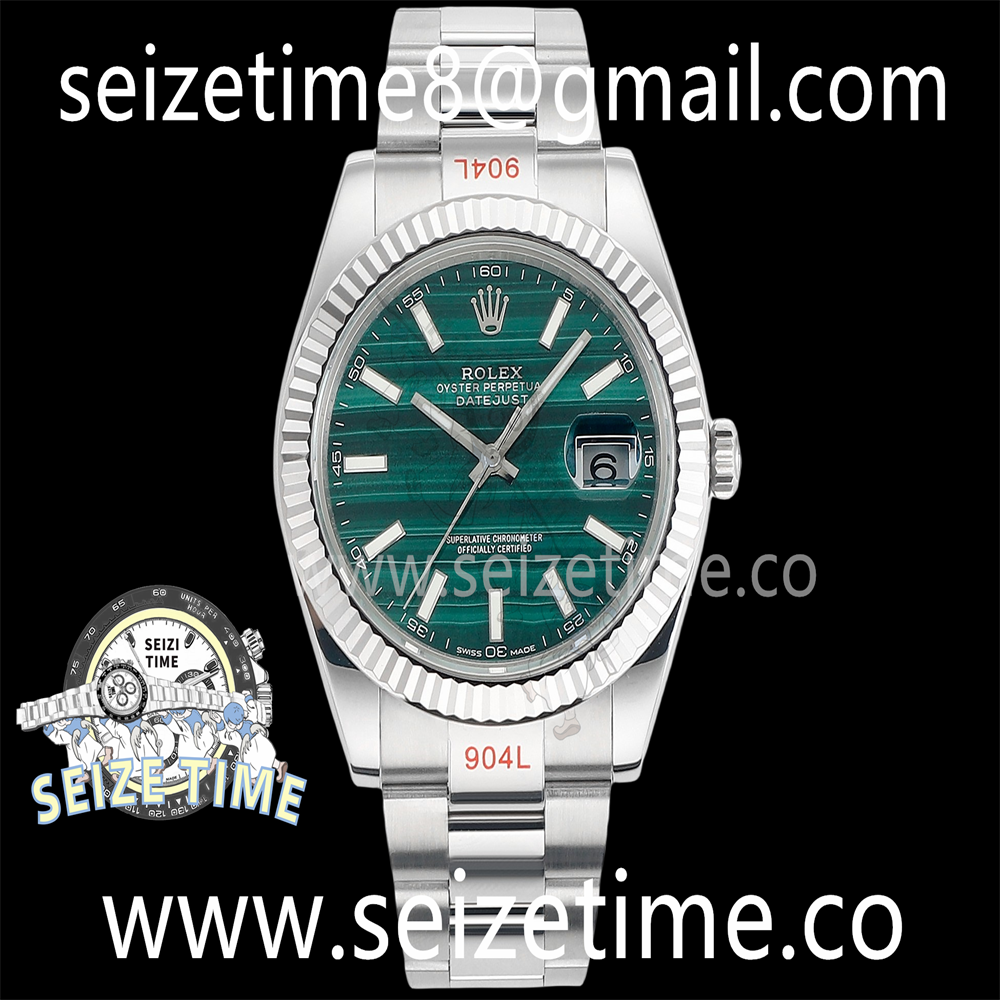 Datejust 41mm 904L SS F8F 1:1 Best Edition Fluted Bezel Malachite Green Dial on SS Oyster Bracelet VR3235