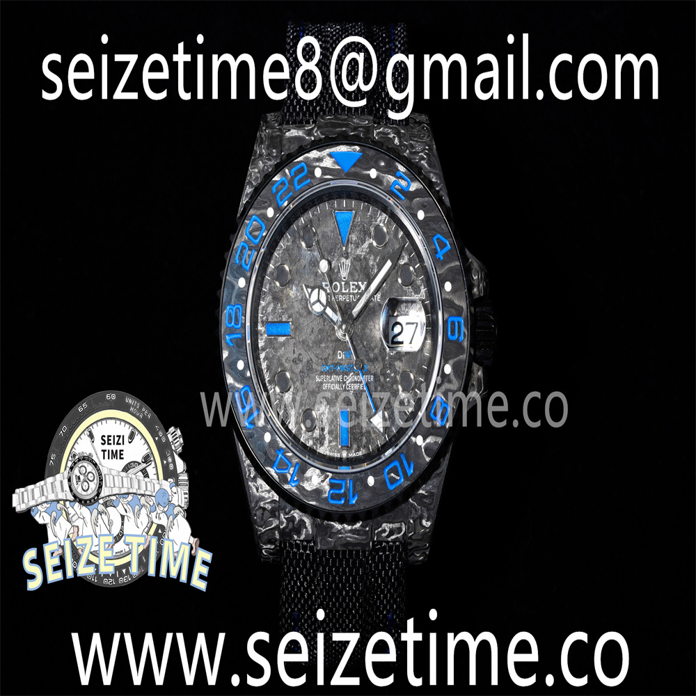 GMT DIW “Electro” Carbon VSF 1:1 Best Edition Black/Blue Dial on Black Nylon Strap VR3186