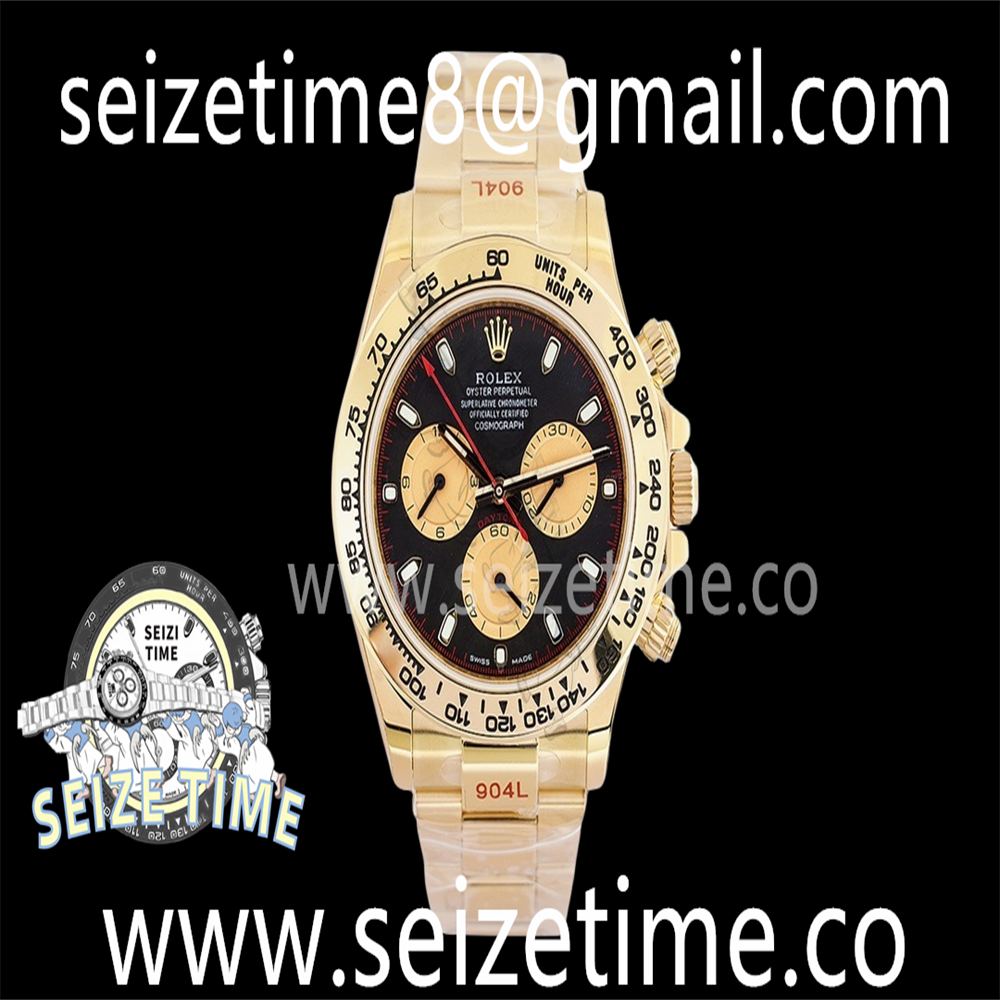 Daytona 116508 904L YG EWF 1:1 Best Edition Black Dial on YG Bracelet A7750
