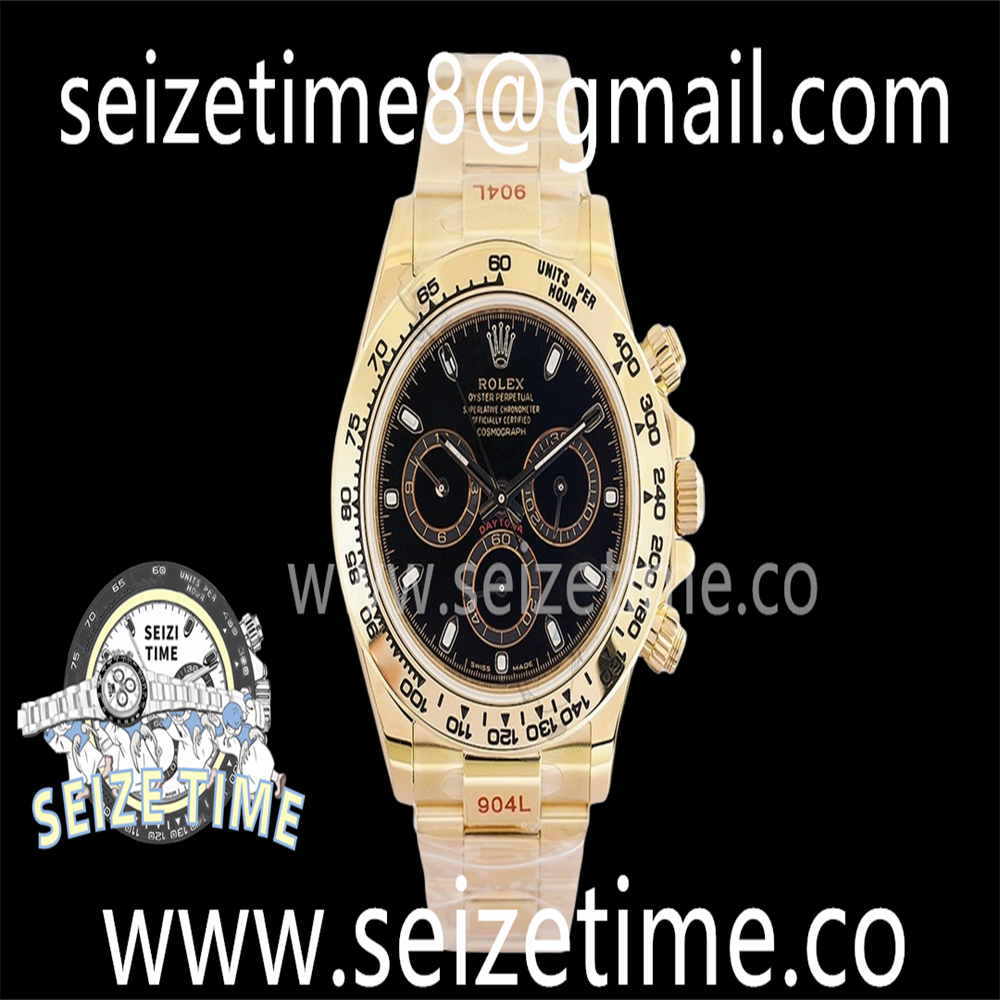 Daytona 116508 904L YG EWF 1:1 Best Edition Black Dial on YG Bracelet A7750