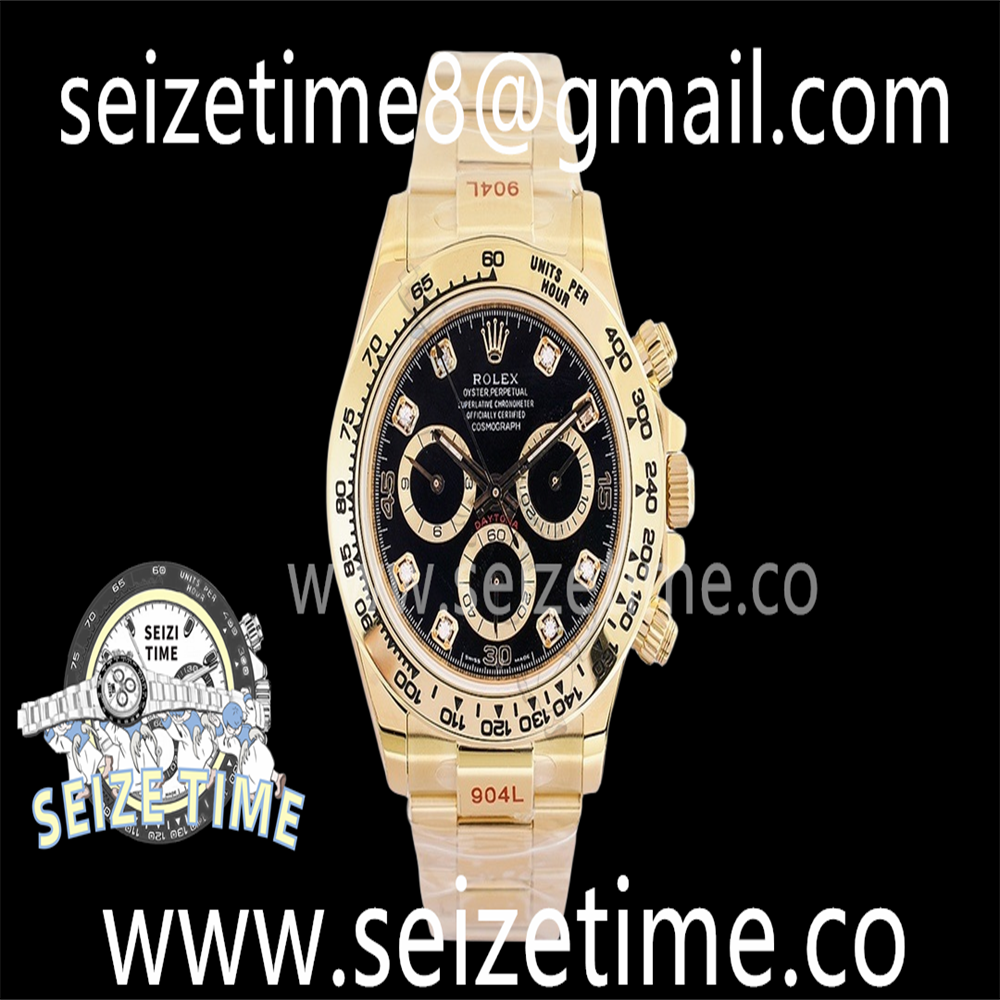 Daytona 116508 904L YG EWF 1:1 Best Edition Black Dial on YG Bracelet A7750