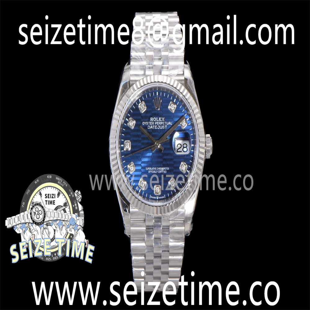 DateJust 36 SS 126234 VSF 1:1 Best Edition 904L Steel Blue Textured Diamonds Dial on Jubilee Bracelet VS3235