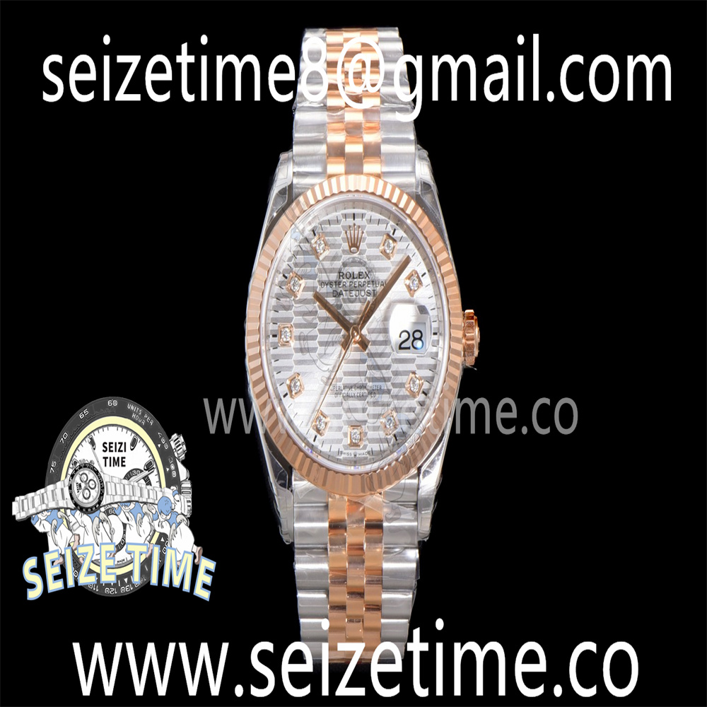 DateJust 36 RG/SS 126231 VSF 1:1 Best Edition 904L Steel Silver Textured Diamonds Dial on Jubilee Bracelet VS3235