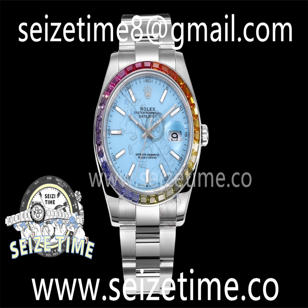 Datejust 41mm 904L SS JVSF 1:1 Best Edition Rainbow Bezel Tiffany Blue Dial on SS Oyster Bracelet VR3235