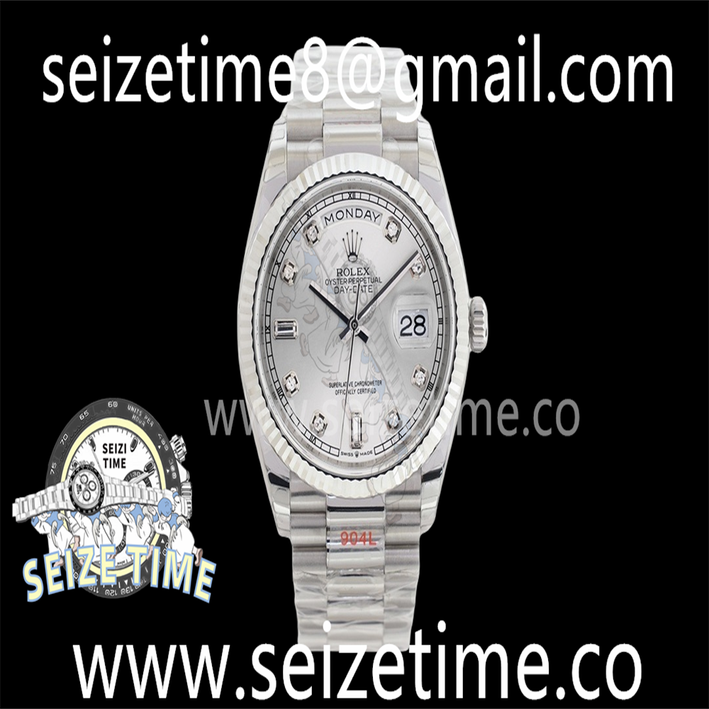 Day-Date 36 SS 128239 EWF Best Edition Silver Dial Crystral Markers on President Bracelet A3255