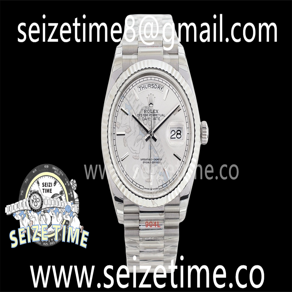 Day-Date 36 SS 128239 EWF Best Edition Silver Dial Stick Markers on President Bracelet A3255
