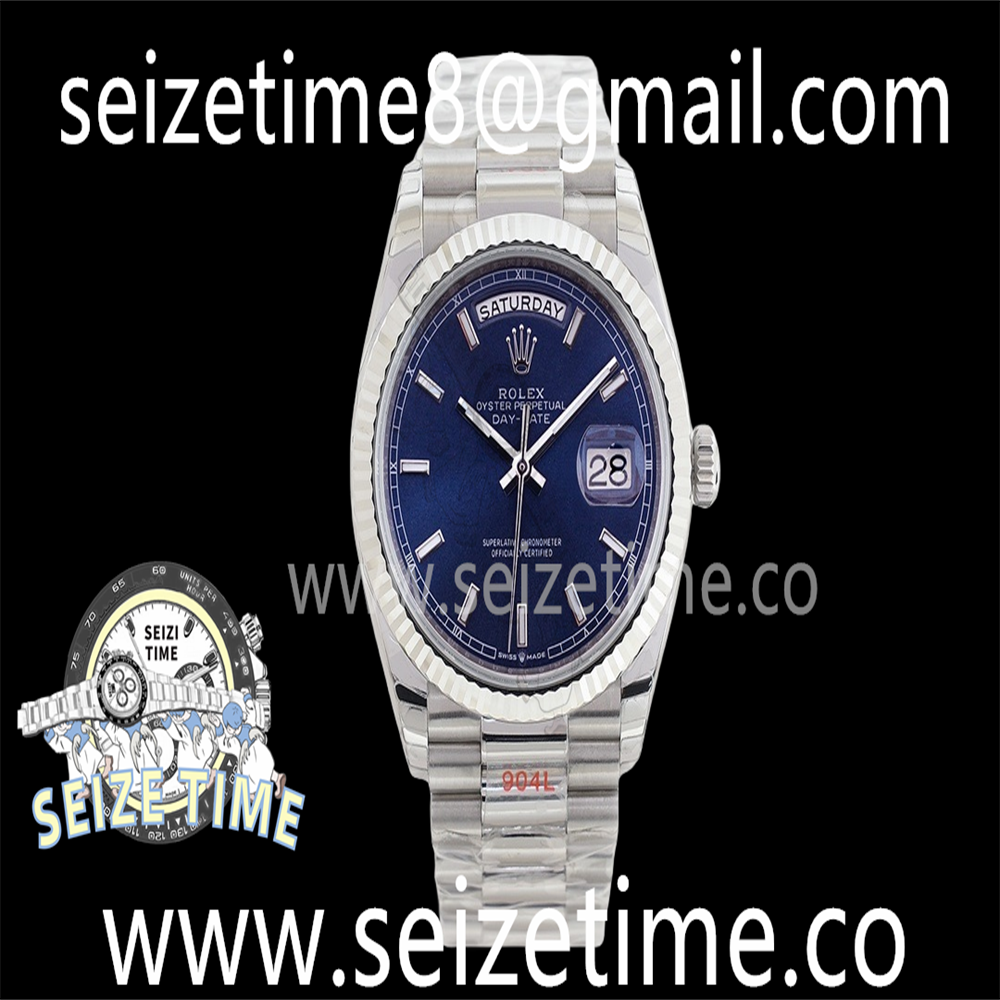 Day-Date 36 SS 128239 EWF Best Edition Blue Dial Lume Markers on President Bracelet A3255