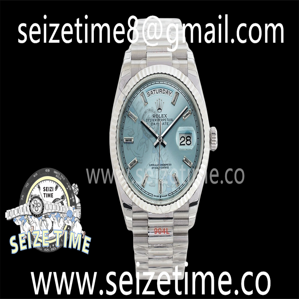 Day-Date 36 SS 128239 EWF Best Edition Ice Blue Dial Stick Markers on President Bracelet A3255