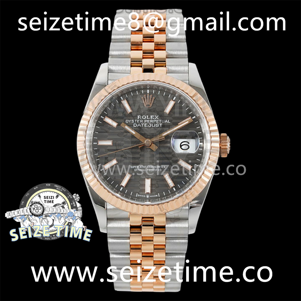 DateJust 36 SS/RG 126231 VSF 1:1 Best Edition 904L Steel Gray Textured Stick Dial on Jubilee Bracelet VS3235