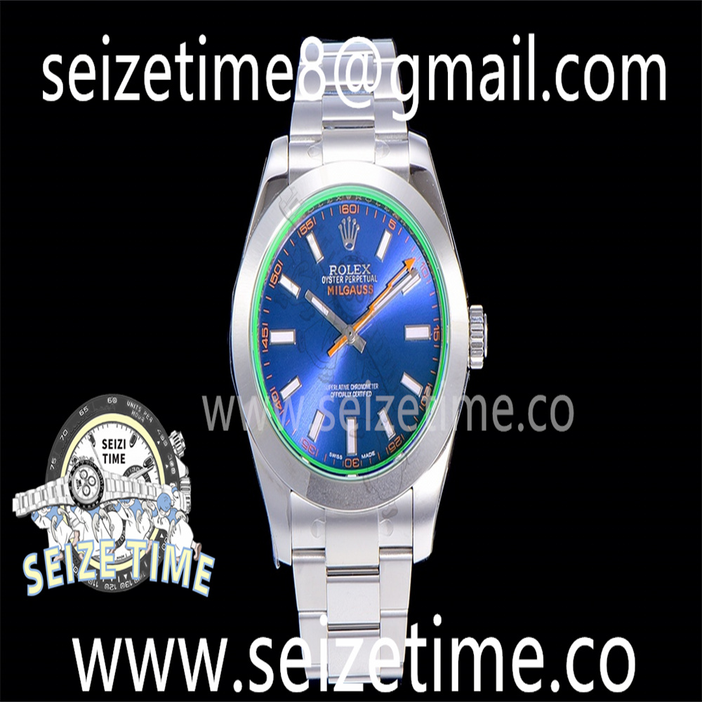 Milgauss Z 116400GV Green Glass 904L SS GSF 1:1 Best Edition Blue Dial Sticks on SS Bracelet VR3131