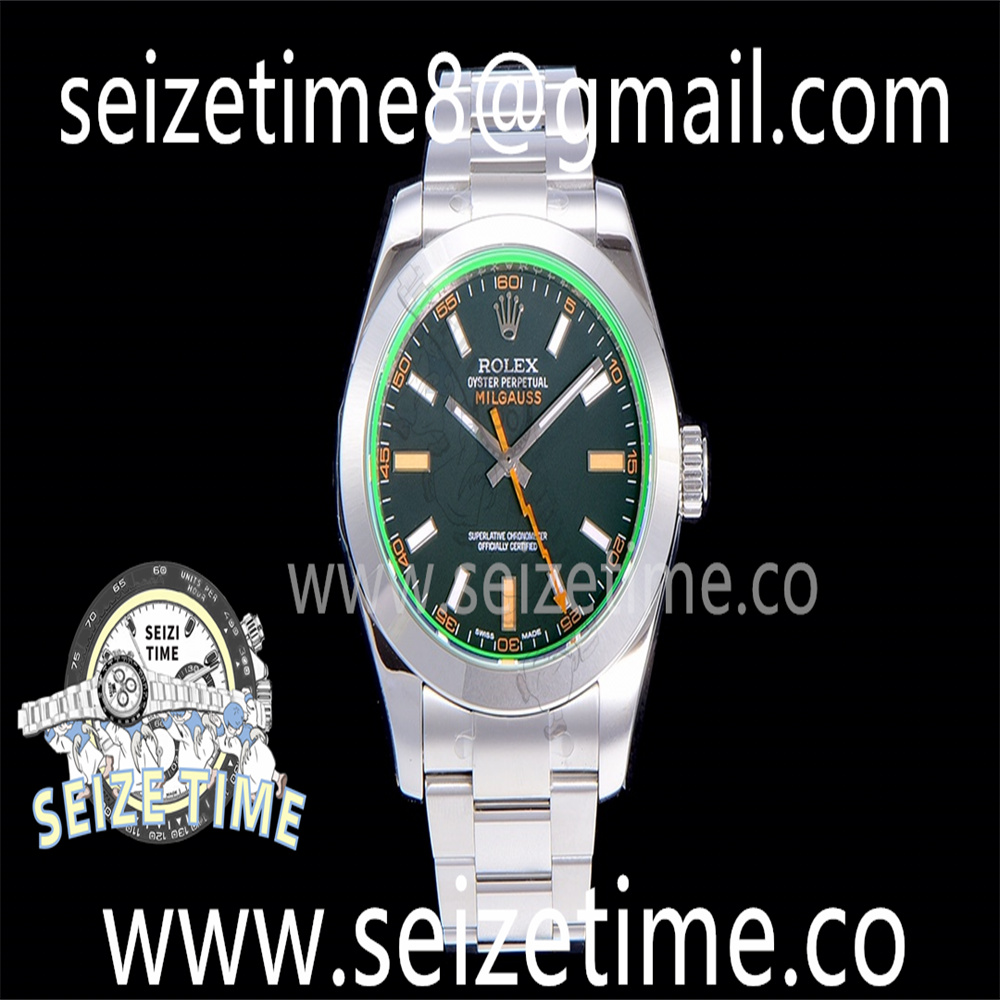 Milgauss Z 116400GV Green Glass 904L SS GSF 1:1 Best Edition Black Dial Sticks on SS Bracelet VR3131