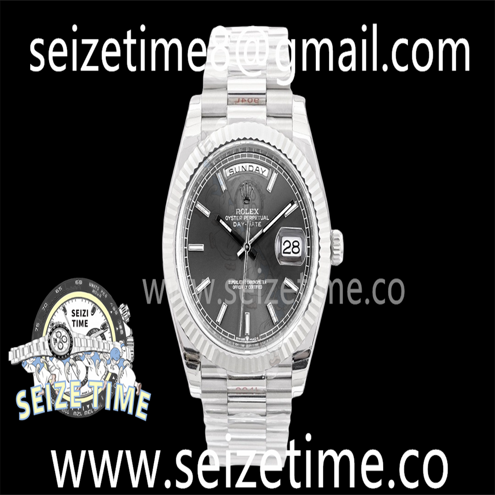 Day Date 40 SS EWF 1:1 Best Edition Grey Stick Dial on SS Bracelet A3255
