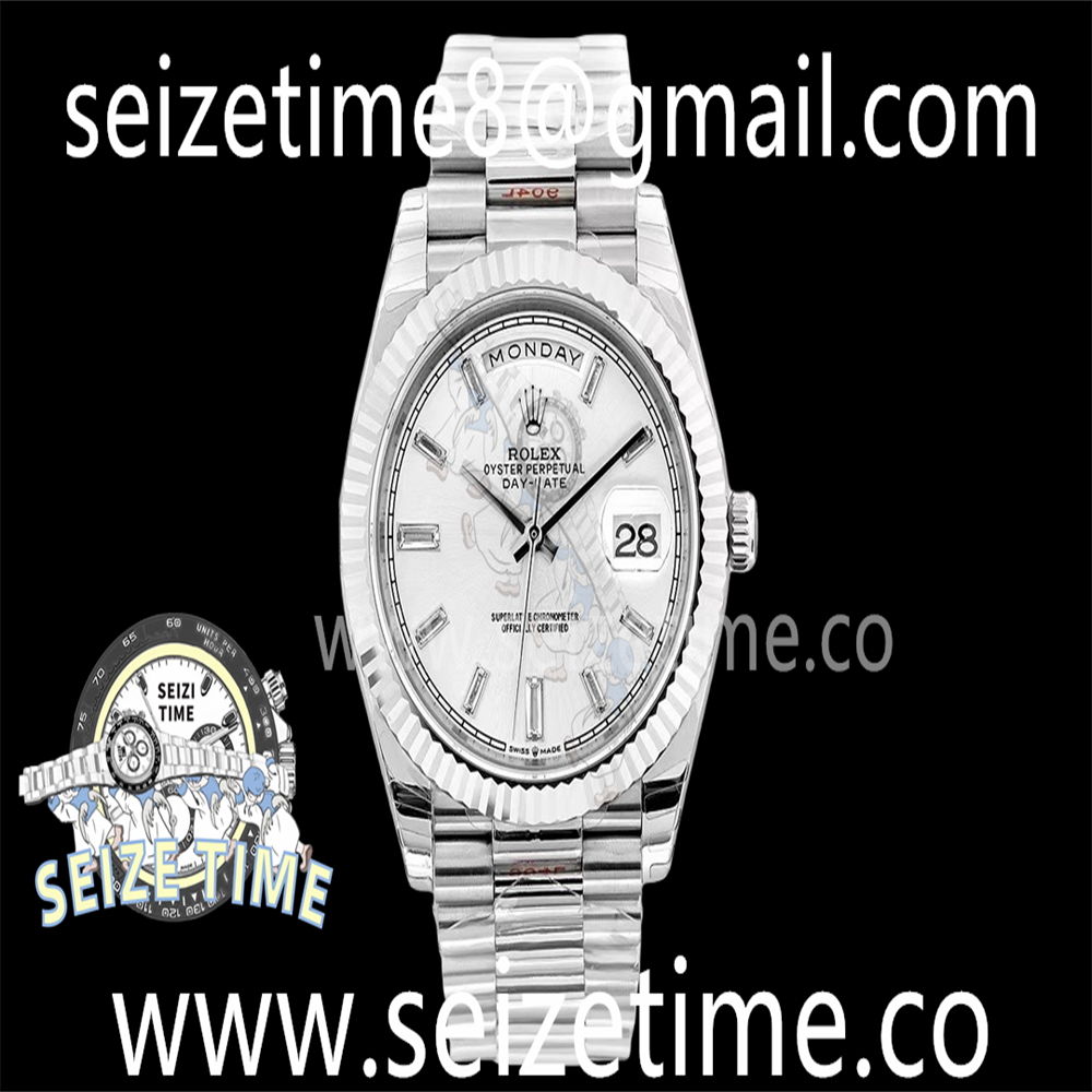Day Date 40 SS EWF 1:1 Best Edition Silver Crystal Dial on SS Bracelet A3255