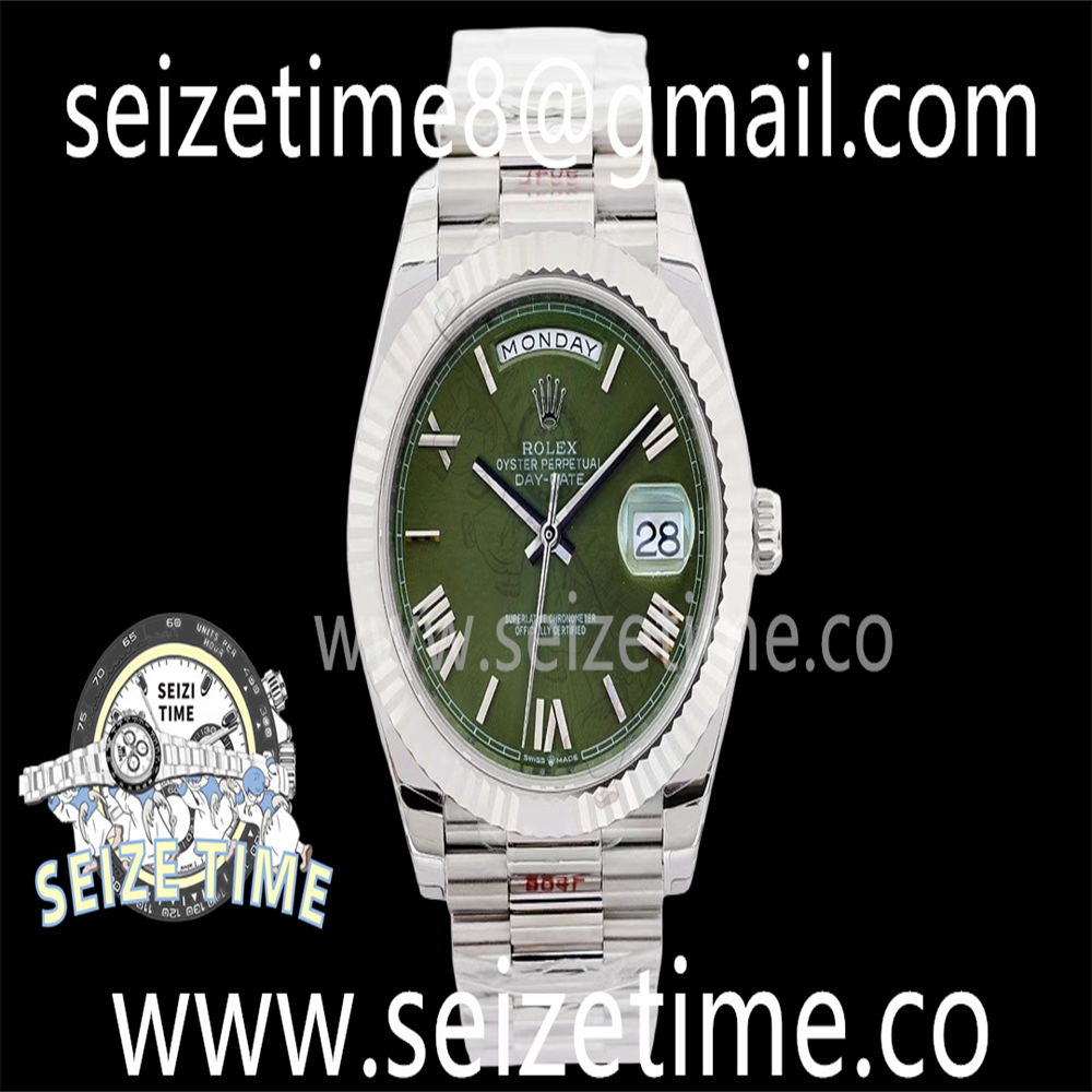 Day Date 40 SS EWF 1:1 Best Edition Green Roman Dial on SS Bracelet A3255