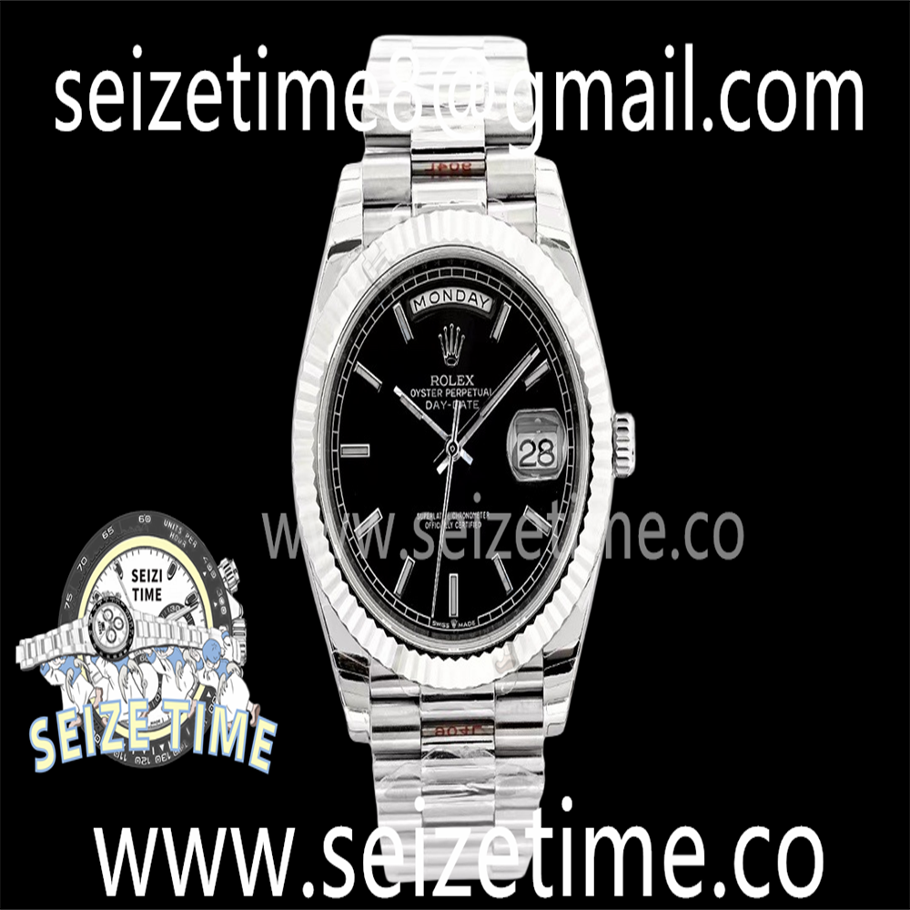 Day Date 40 SS EWF 1:1 Best Edition Black Stick Dial on SS Bracelet A3255