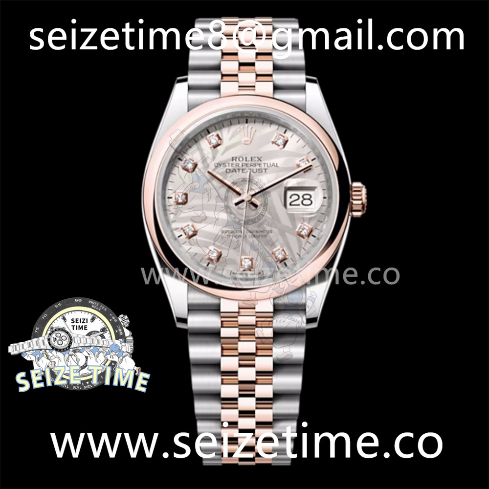 Datejust 36 904L RG/SS GMF 1:1 Best Edition Grey Palm Motiff Dial on RG/SS Jubilee Bracelet VR3235