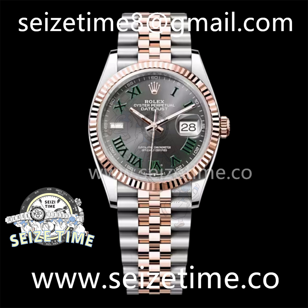 DateJust 36 SS/RG 126231 VSF 1:1 Best Edition 904L Steel Gray Dial Green Roman Marker on Jubilee Bracelet VS3235