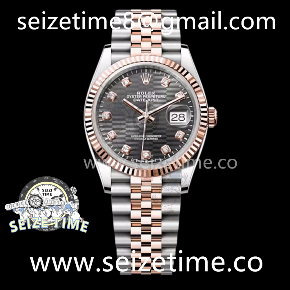 DateJust 36 SS/RG 126231 VSF 1:1 Best Edition 904L Steel Gray Textured Diamonds Dial on Jubilee Bracelet VS3235