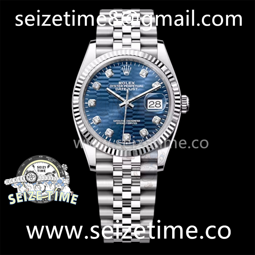 DateJust 36 126234 Clean 1:1 Best Edition 904L Steel Blue Textured Diamonds Dial on Jubilee Bracelet VR3235