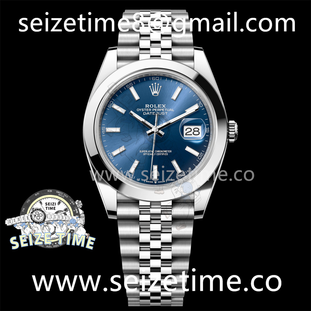 DateJust 41 126300 Polished Bezel KING 1:1 Best Edition 904L Steel Blue Stick Dial on Jubilee Bracelet VR3235