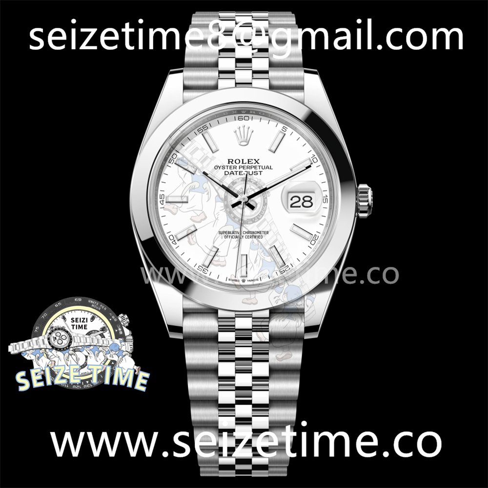 DateJust 41 126300 Polished Bezel KING 1:1 Best Edition 904L Steel White Stick Dial on Jubilee Bracelet VR3235