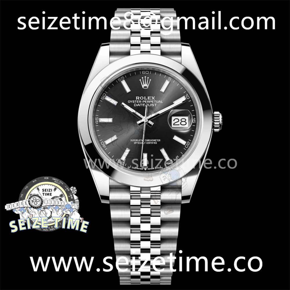 DateJust 41 126300 Polished Bezel KING 1:1 Best Edition 904L Steel Black Stick Dial on Jubilee Bracelet VR3235