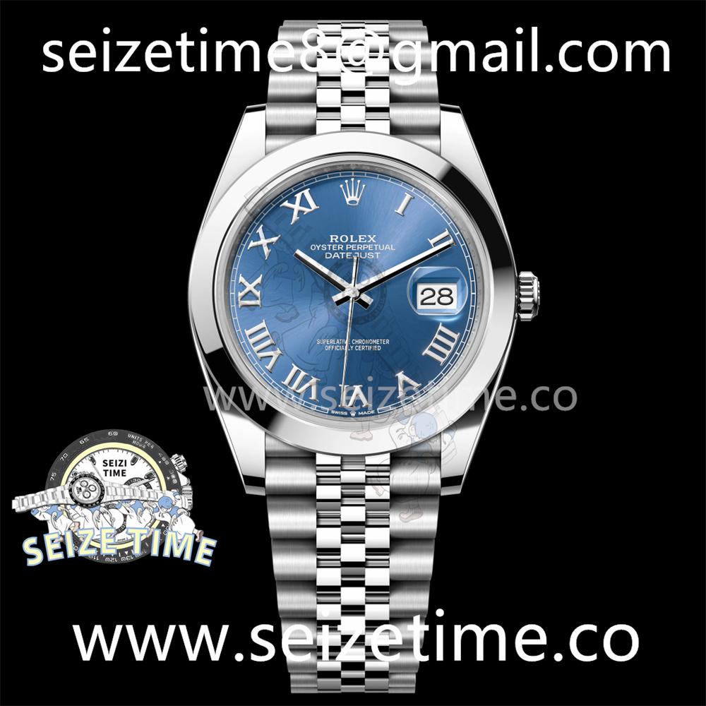 DateJust 41 126300 Polished Bezel KING 1:1 Best Edition 904L Steel Blue Roman Dial on Jubilee Bracelet VR3235