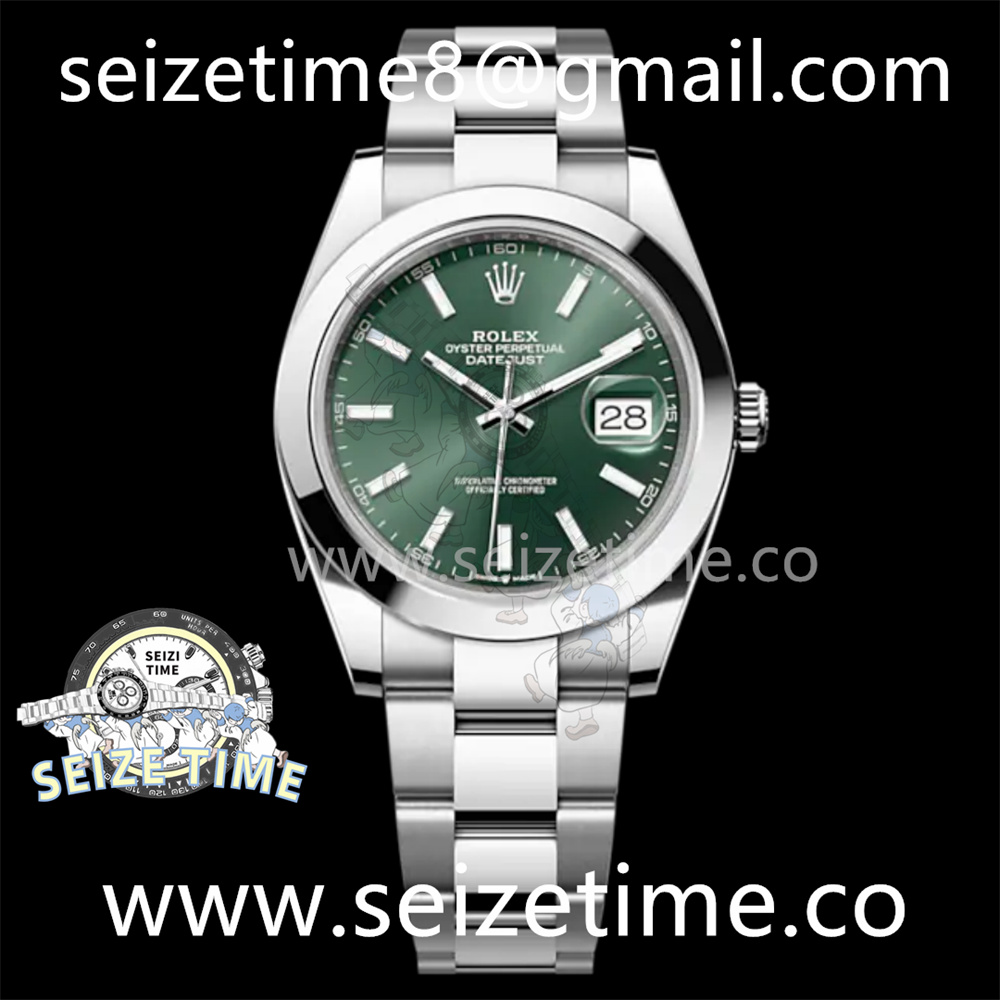 DateJust 41 126300 Polished Bezel VSF 1:1 Best Edition 904L Steel Green Sundust Dial on Oyster Bracelet VR3235