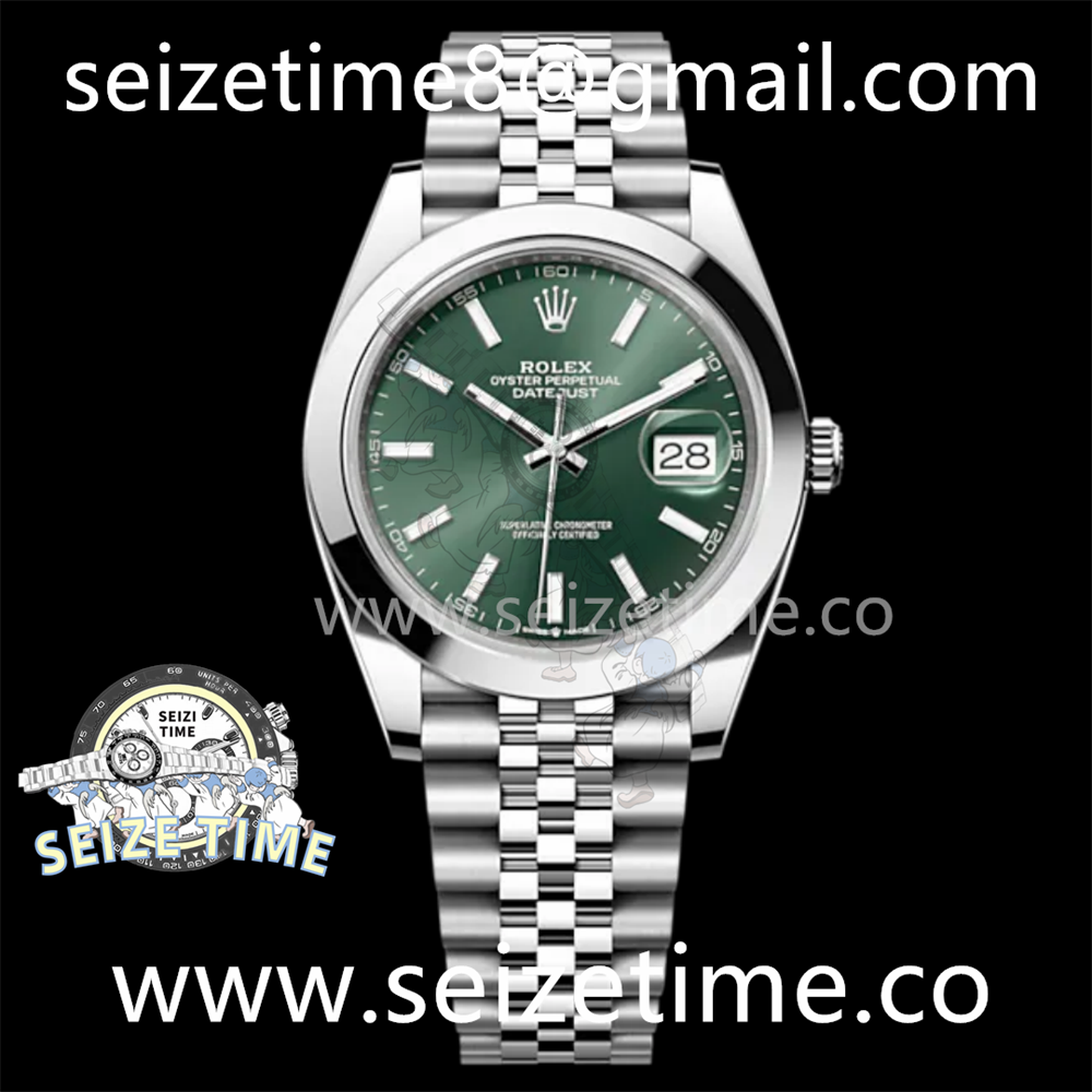 DateJust 41 126300 Polished Bezel VSF 1:1 Best Edition 904L Steel Green Sundust Dial on Jubilee Bracelet VR3235