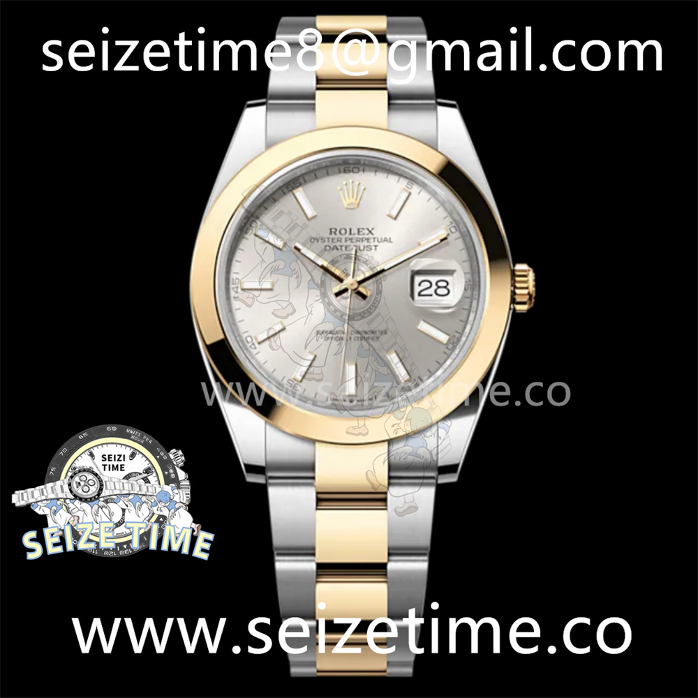 DateJust 41 SS/YG Polished Bezel KING 1:1 Best Edition 904L Steel Silver Dial on Oyster Bracelet VR3235