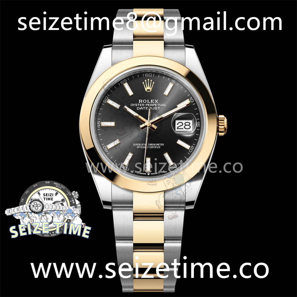 DateJust 41 SS/YG Polished Bezel KING 1:1 Best Edition 904L Steel Black Dial on Oyster Bracelet VR3235