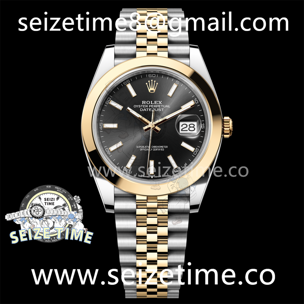 DateJust 41 SS/YG Polished Bezel KING 1:1 Best Edition 904L Steel Black Dial on Jubilee Bracelet VR3235