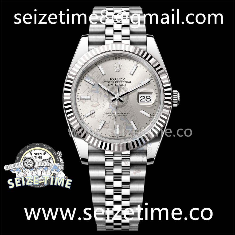 DateJust 41 SS Fluted Bezel KING 1:1 Best Edition 904L Steel Silver Stick Dial on Jubilee Bracelet VR3235