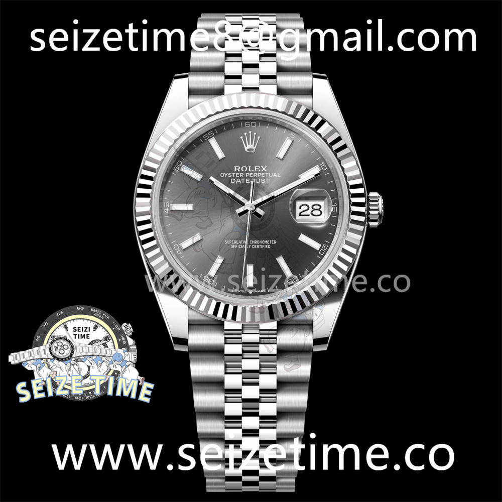 DateJust 41 SS Fluted Bezel KING 1:1 Best Edition 904L Steel Gray Stick Dial on Jubilee Bracelet VR3235