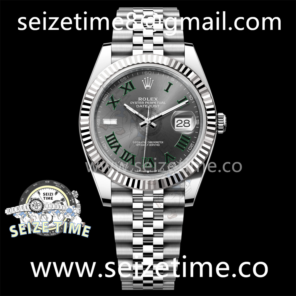 DateJust 41 SS Fluted Bezel KING 1:1 Best Edition 904L Steel Gray Green Roman Dial on Jubilee Bracelet VR3235