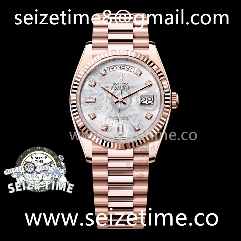 Day-Date 36 RG 128235 EWF Best Edition White MOP Dial Crystal Markers on President Bracelet A3255