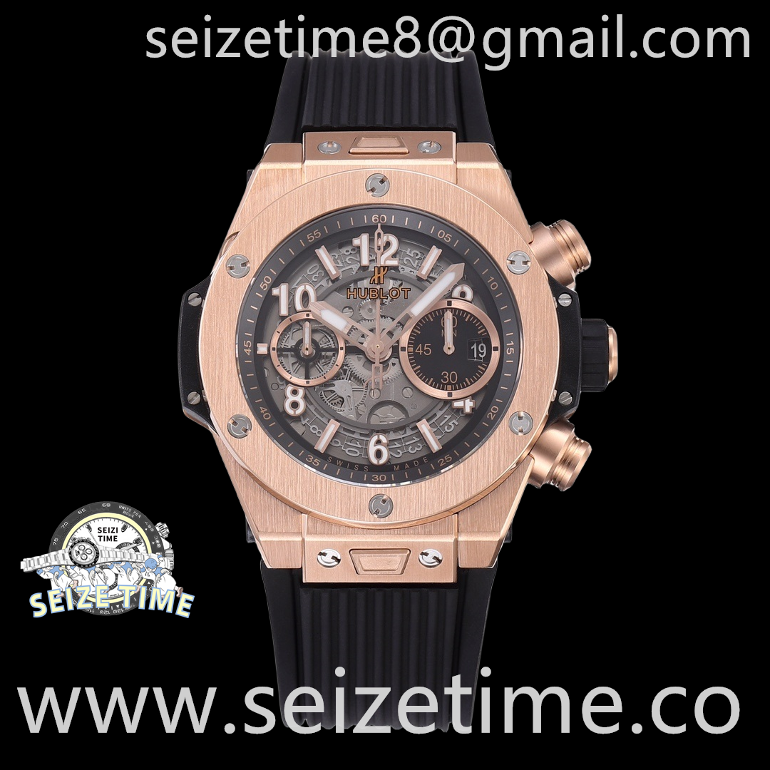 Big Bang Unico King Gold 44mm RG Black Skeletonal Dial on Rubber Strap ZF A1280