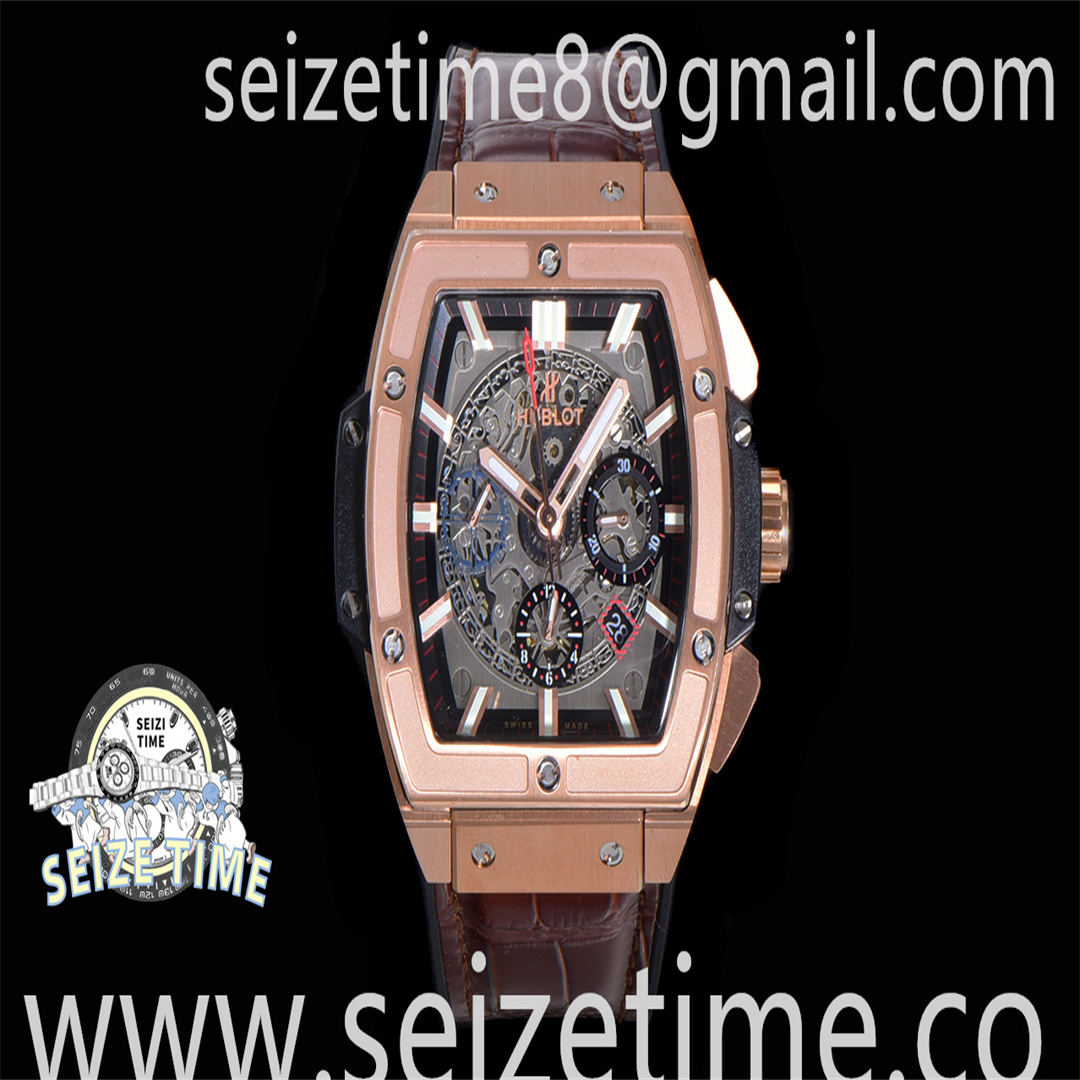 Spirit of Big Bang RG HBF Best Edition Black Bezel White Dial on Brown Gummy Strap A7750
