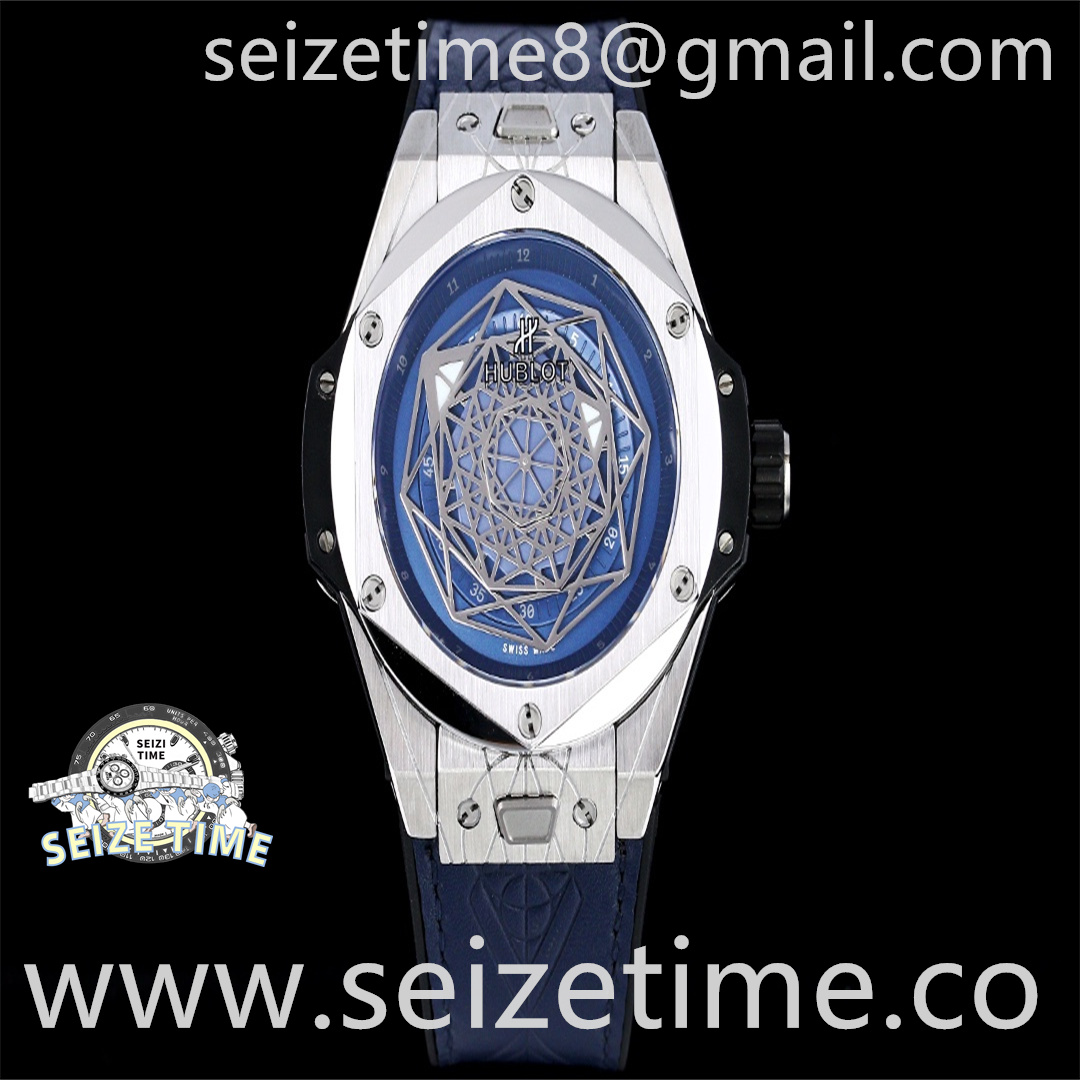 Big Bang Unico Sang Bleu Titanium HRF Blue Dial on Blue Gummy Strap HUB1213