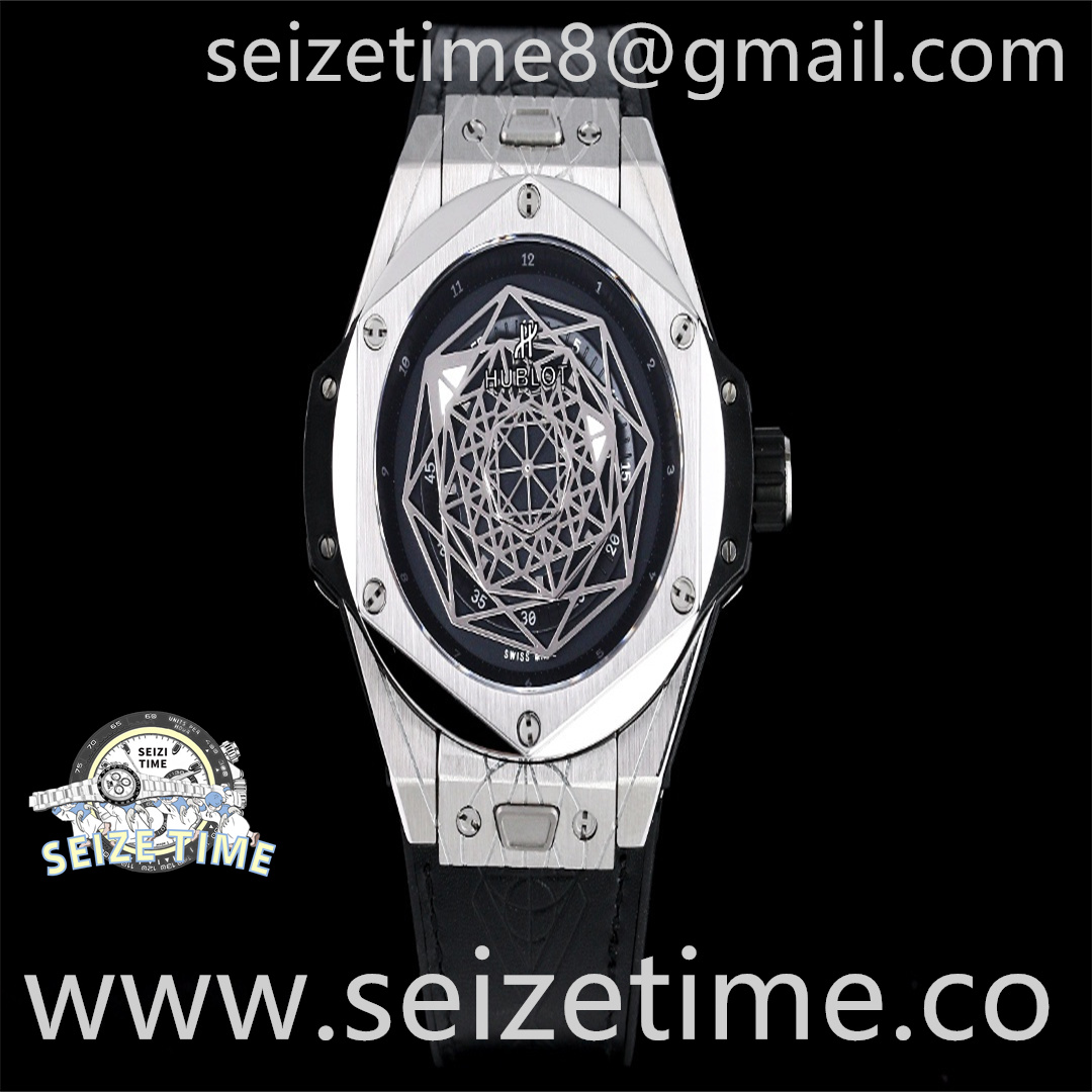 Big Bang Unico Sang Bleu Titanium HRF Black Dial on Black Gummy Strap HUB1213
