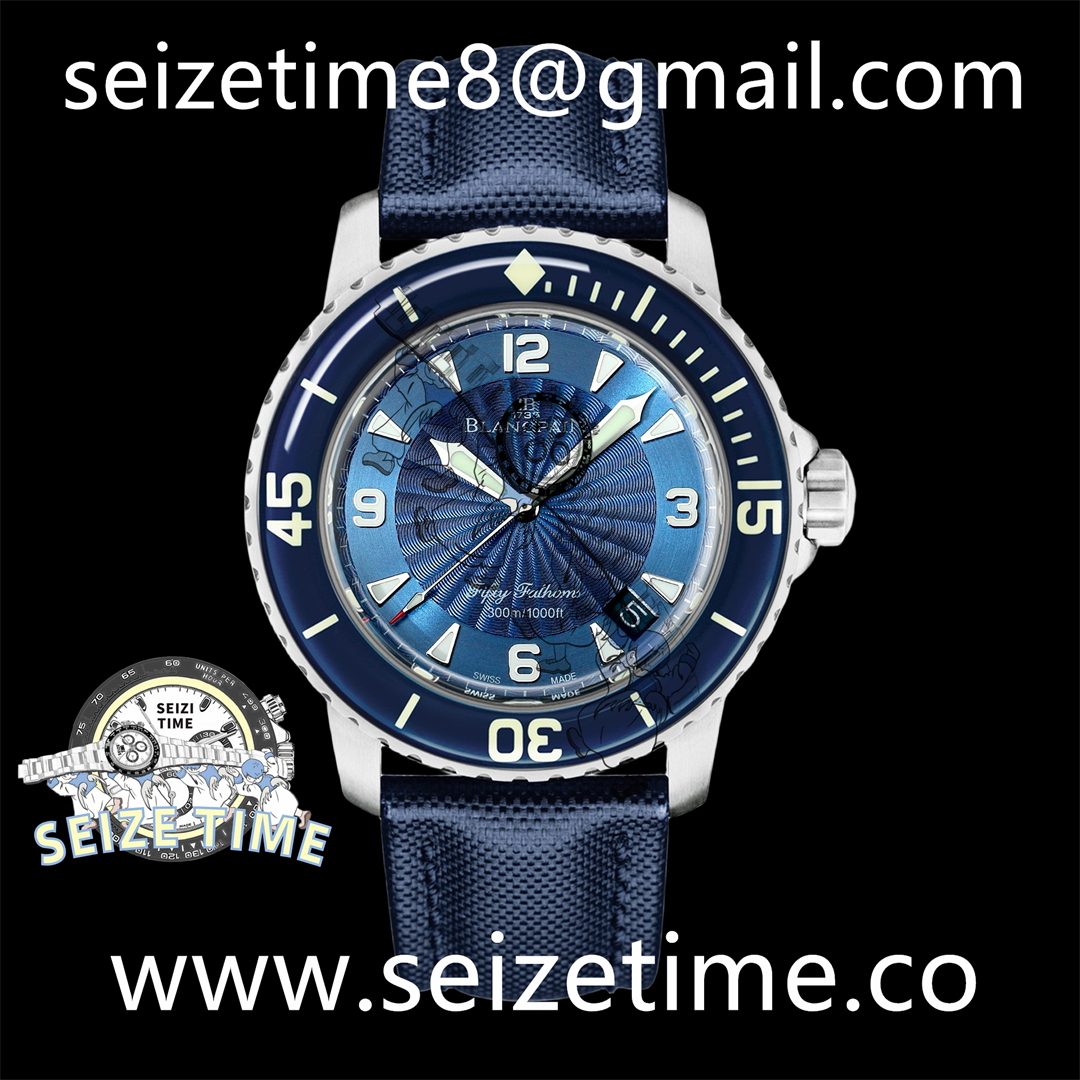 Fifty Fathoms SS Blue ZF 1:1 Limited Edition Blue Dial on Sail-canvas Strap A2836