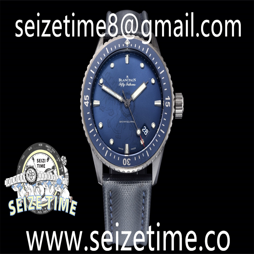 Fifty Fathoms Bathyscaphe CER Blue Dial on Nylon Strap GF V2 Asia 1315
