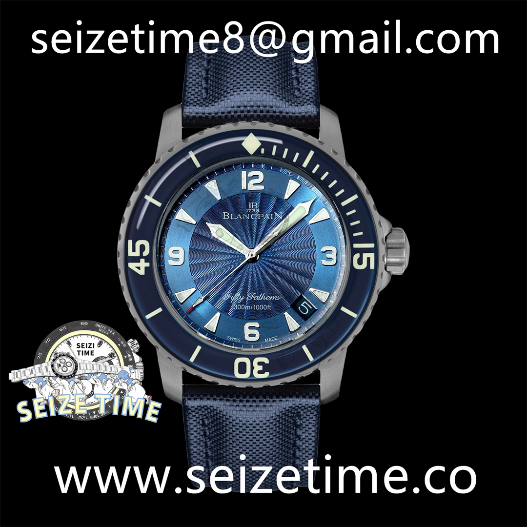 Fifty Fathoms Blue Titanium ZF 1:1 Best Edition Blue Dial on Sail-canvas Strap A1315