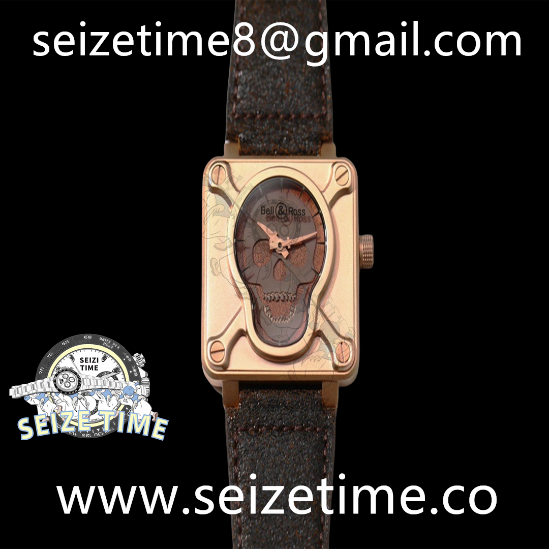 BR01 Bronze BRSF 1:1 Best Edition Brown Skull Dial on Brown Leather Strap A2824