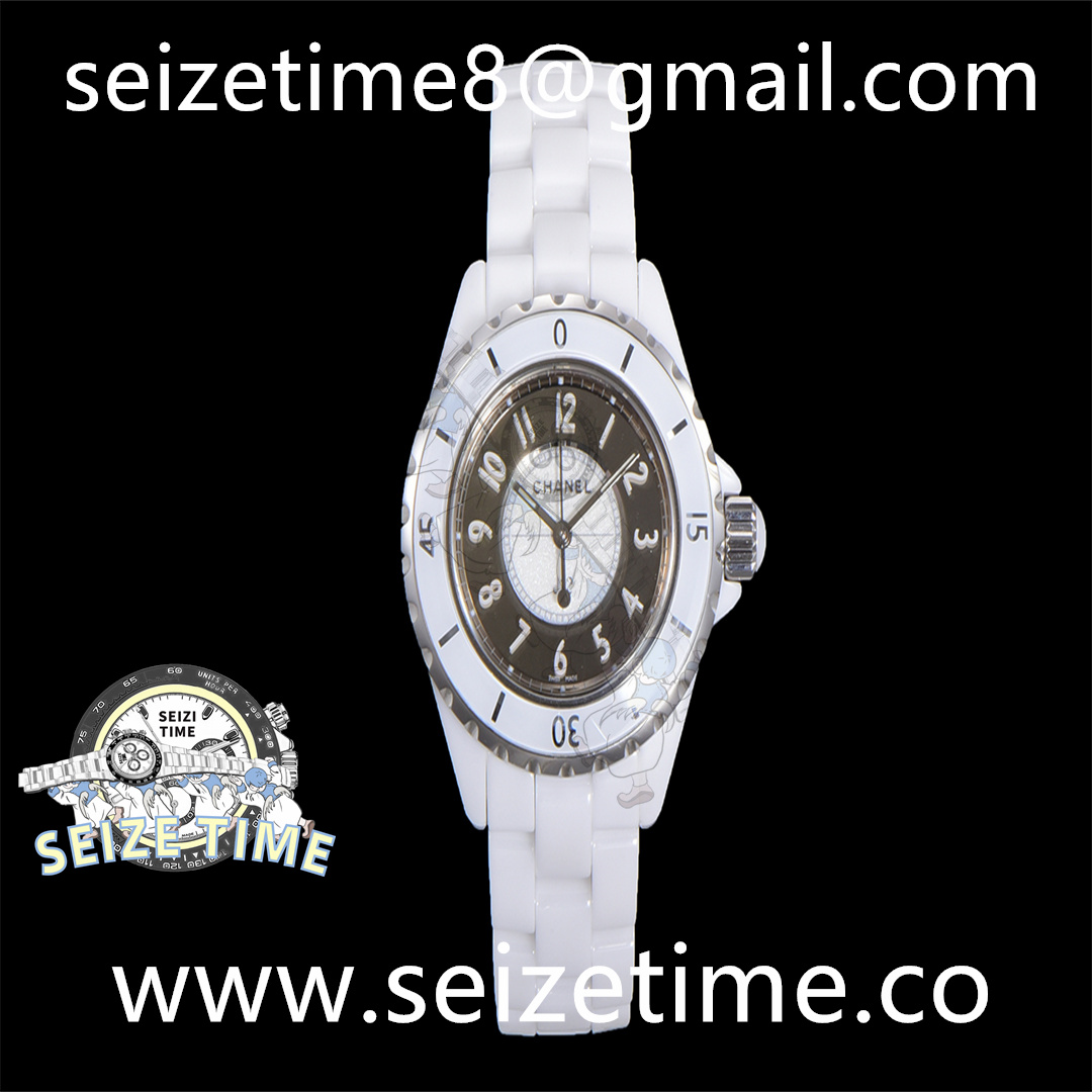 J12 33mm CER Silver Mirror Dial on CER Bracelet EAST Swiss Qtz