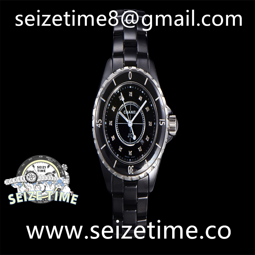 J12 33mm CER Black Dial on CER Bracelet EAST Swiss Qtz